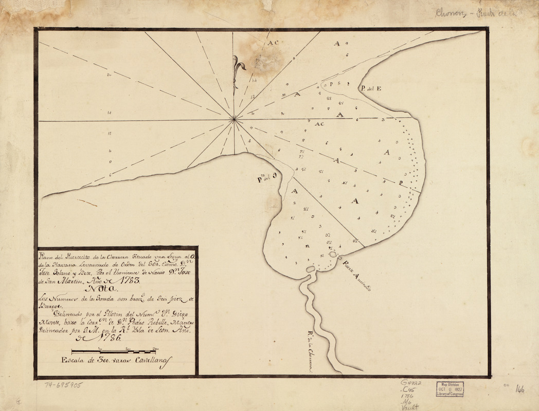 Plano del puertecito de la Chorrera cituado una legua al O. de la Havana