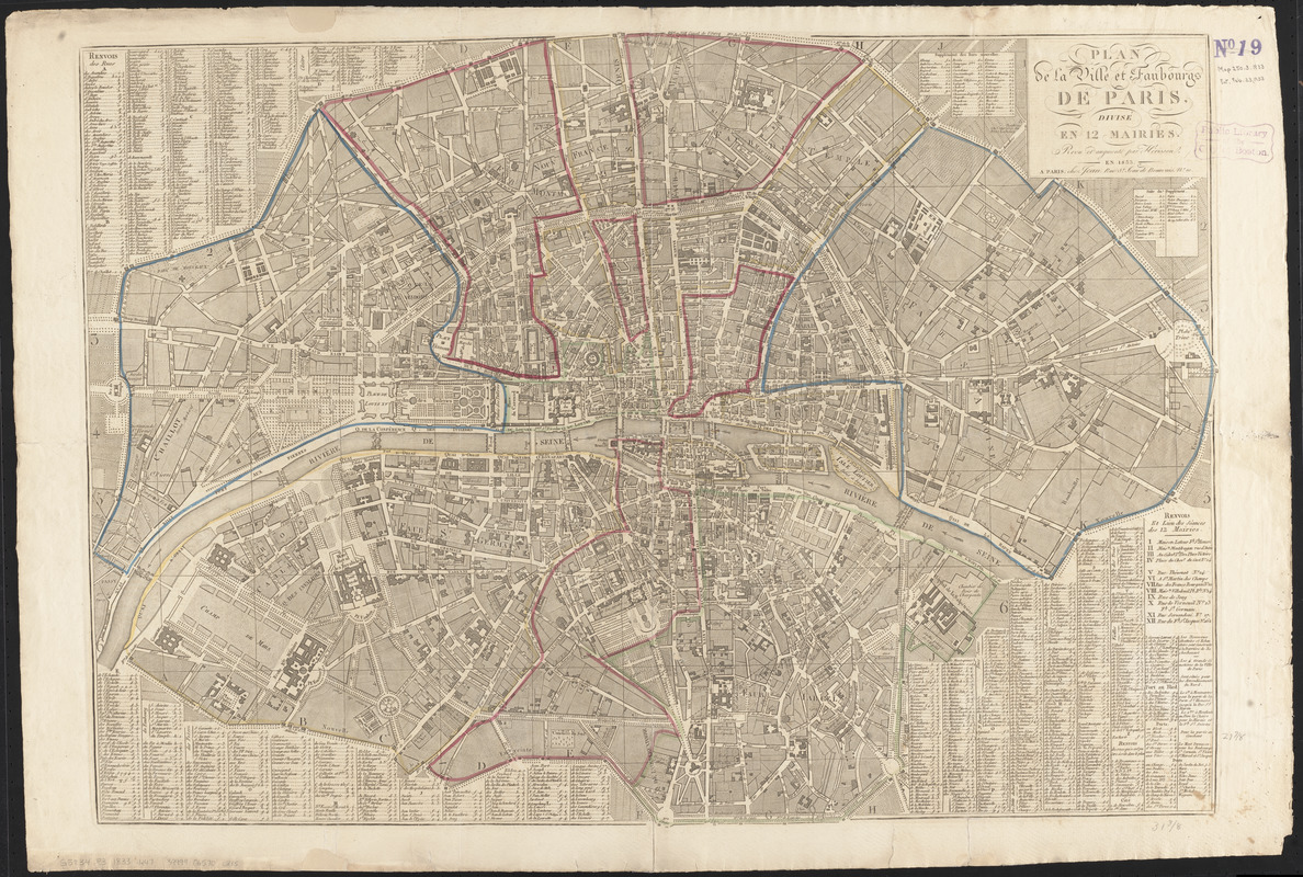 Plan de la ville et faubourgs de Paris, divisé en 12 mairies
