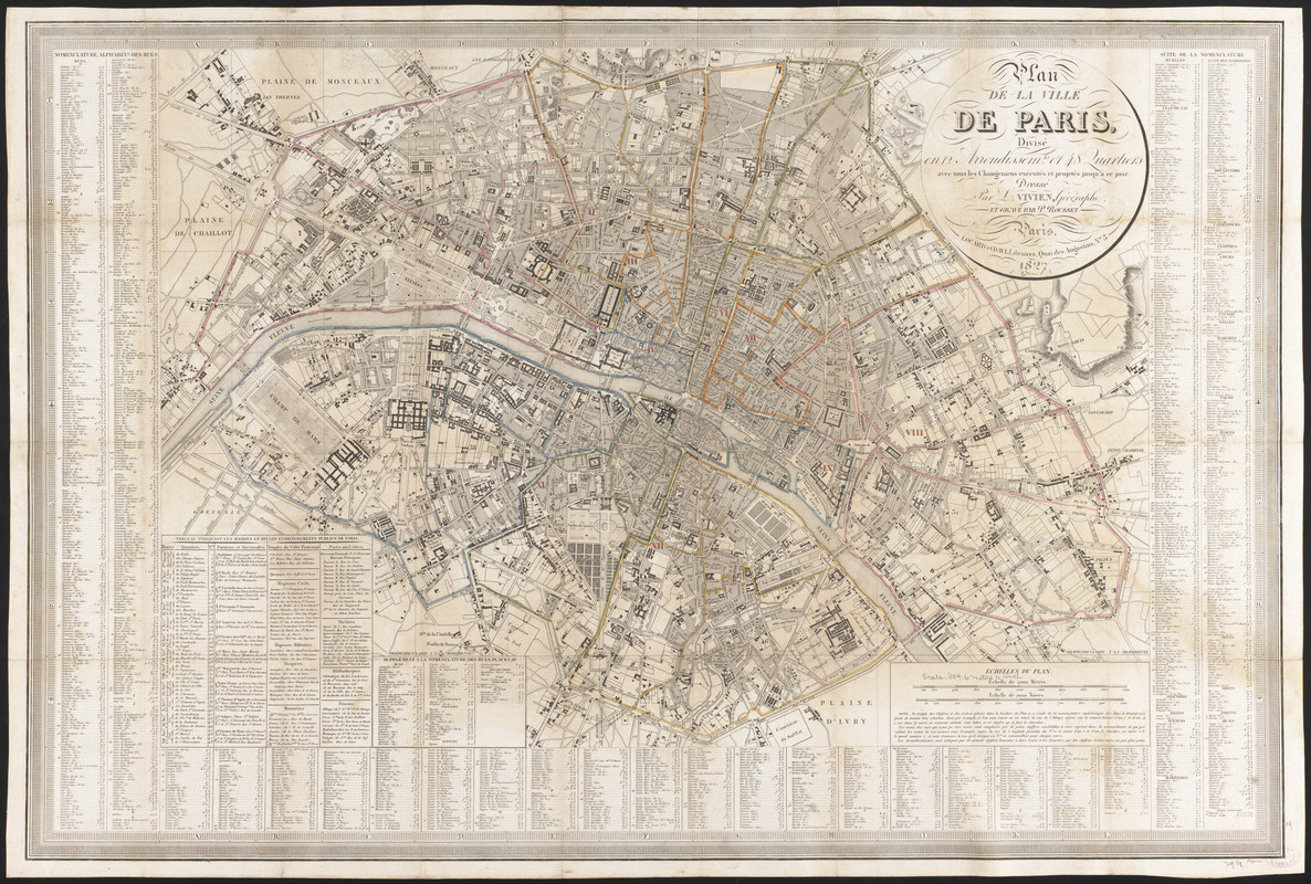 Plan de la ville de Paris, divisé en 12 arrondissemts. et 48 quartiers avec tous les changemens exécutés et projetés jusqu'a ce jour
