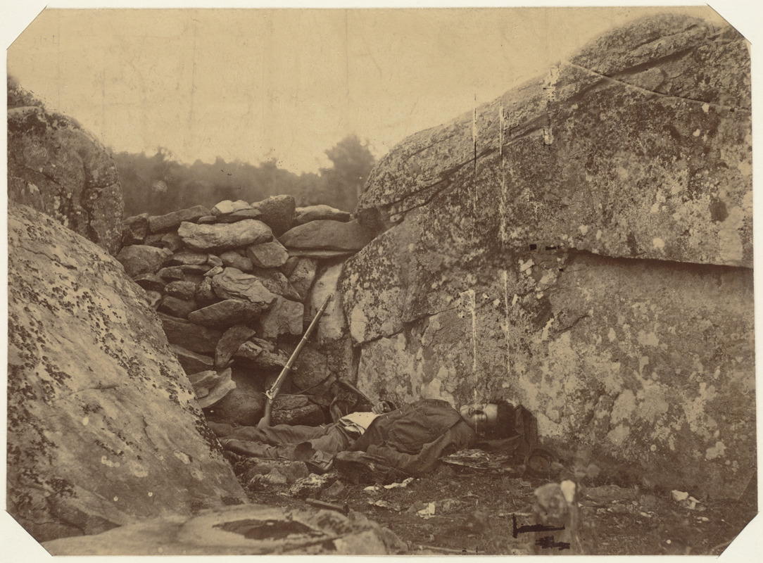 Dead rebel sharpshooter at Gettysburg