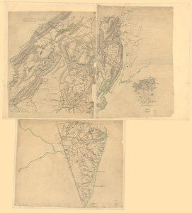 Three maps [i.e. map on 3 sheets] of northern New Jersey, with reference to the boundary between New York and New Jersey
