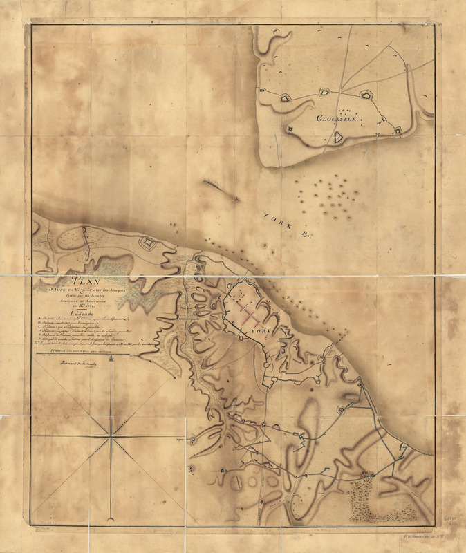 Plan d'York en Virginie avec les attaques faites par les Armées françoise et américaine en 8bre. 1781