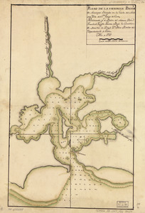 Plano de la hermosa Bahía de Naranjos situada en la costa del norte de la ysla de Sn. Tiago de Cuva