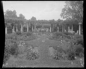 Garden with sundial and colonnade
