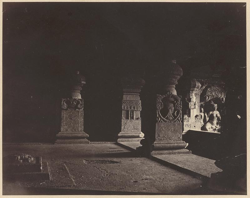 Pillars inside the Indra Sabha, Cave 33, Ellora Caves, India