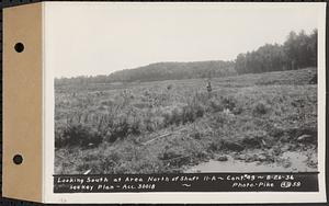 Contract No. 49, Excavating Diversion Channels, Site of Quabbin Reservoir, Dana, Hardwick, Greenwich, looking south at area north of Shaft 11A, Hardwick, Mass., Aug. 26, 1936
