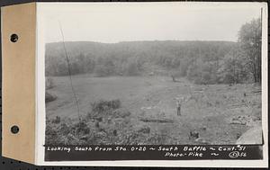 Contract No. 51, East Branch Baffle, Site of Quabbin Reservoir, Greenwich, Hardwick, looking south from Sta. 0+20, south baffle, Hardwick, Mass., Aug. 21, 1936