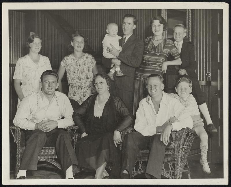 Here is the family group at Ernie Schaaf's camp, Lake Archer, Wrentham ...