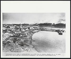 In Path of Earthquake-Here is a 1955 view of Seward, Alaska, one of the many cities hit last night by a devastating earthquake.