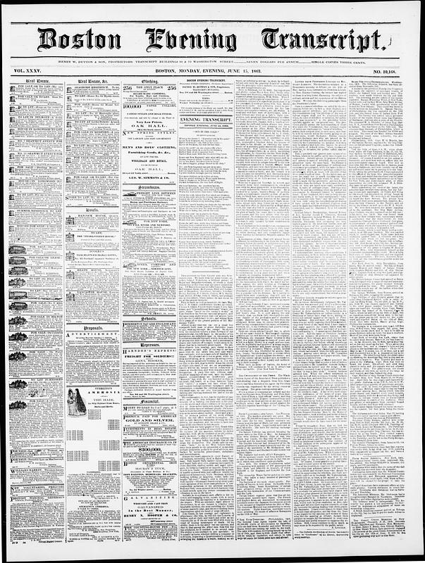 Boston Evening Transcript. June 15, 1863 - Digital Commonwealth