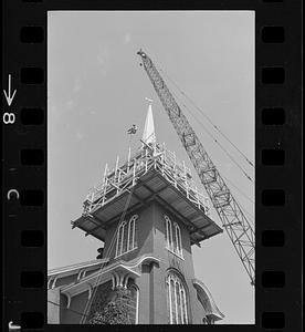 Central Church steeple comes down