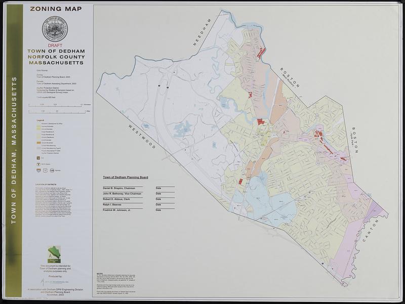 Zoning map : town of Dedham, Norfolk County, Massachusetts - Digital ...