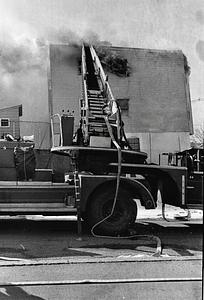 Ladder truck fire showing