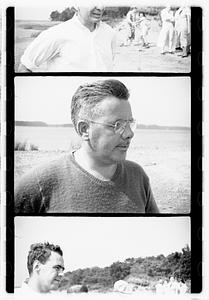 Group portraits near pond or beach