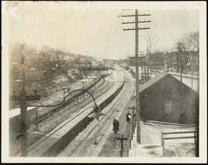 Newton Photographs Collection : Newton Corner, Nonantum Square and Centre Street, 1893-1898. - Loveland Photographs - Railroad Station at Centre Street in 1893 -
