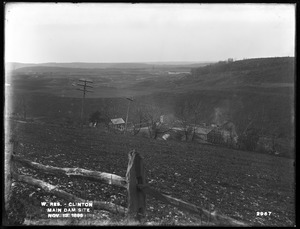 Wachusett Reservoir, main dam site, from the east, in Wilson Street, Clinton, Mass., Nov. 13, 1899