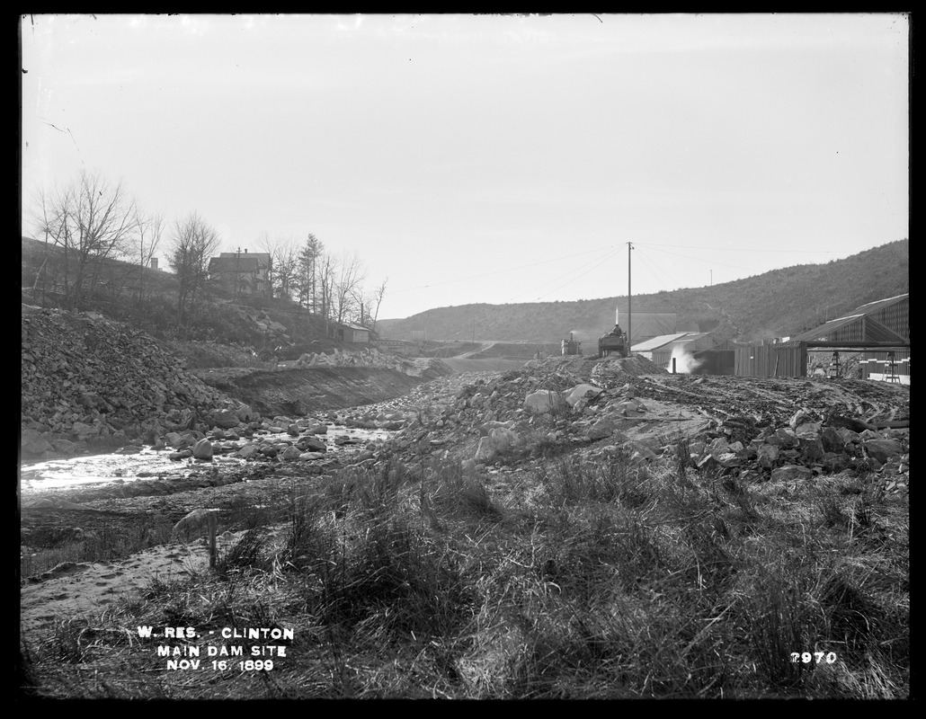 Wachusett Reservoir, main dam site, from the north, Clinton, Mass., Nov. 16, 1899