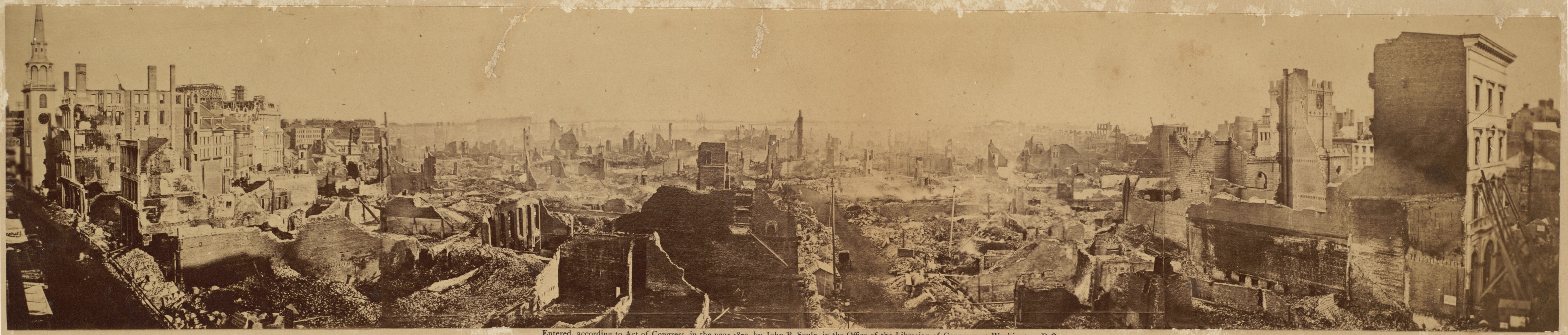 Ruins of the Great Fire in Boston, Nov. 9th and 10th, 1872. Panoramic view from Washington Street