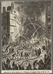 Scene after the terrible explosion, cor. of Washington and Lagrange Streets, on May 26, 1875
