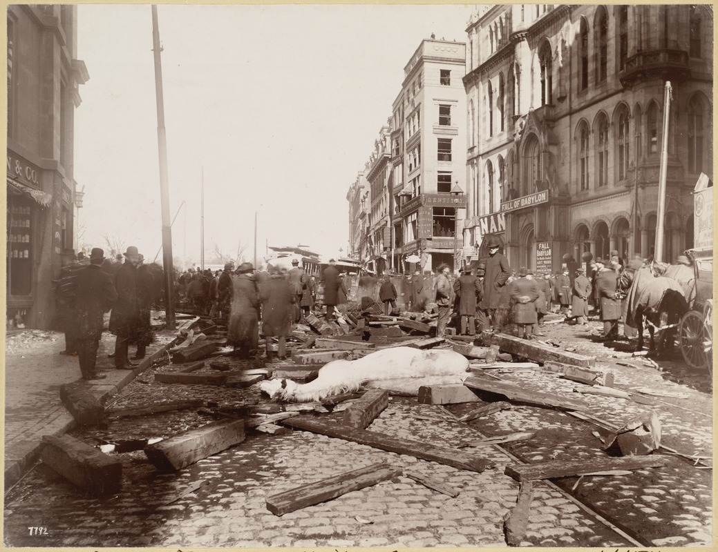 Looking down Tremont Street opposite No. 201 (about 12:35, Boylston Street explosion)