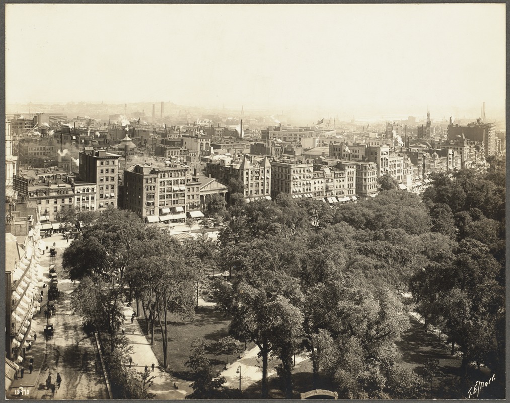 View from State House dome, looking toward Tremont Street and South Boston, June 28, 1907