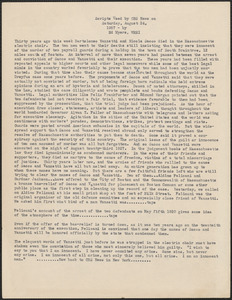 Ed Myers (WEEI) typed script, [Boston, Mass.], August 24, 1957