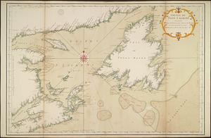 Golphe de Saint Laurent, contenant l'Isle de Terreneuve, Detroit de Belle-Isle, entrée du Fleuve St. Laurent, Isle Royale, et partie de l'Acadie, & ca.