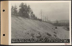 Contract No. 44, Extension of Belchertown-Pelham Highway, New Salem, Orange, looking ahead from Sta. 1018+50, New Salem, Mass., Jan. 31, 1934