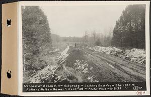 Contract No. 39, Trunk Line Sewer, Rutland, Holden, Worcester Brook fill, subgrade, looking east from Sta. 124+75, Rutland-Holden Sewer, Holden, Mass., Nov. 8, 1933