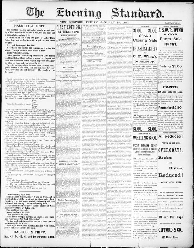 Evening Standard. January 18, 1889 - Digital Commonwealth