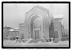 Snow covered St. Gabriel's Monastery, Brighton