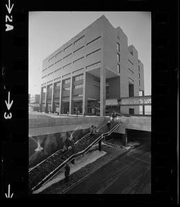 UMass Boston Columbia Point in winter. Note enclosed passageways, Dorchester