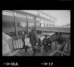 UMass Boston Columbia Point in winter. Note enclosed passageways, Dorchester