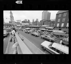 Haymarket Square open-air food sellers, downtown Boston