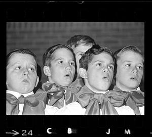 Catholic choirboys sing at City Hall Christmas service, Boston