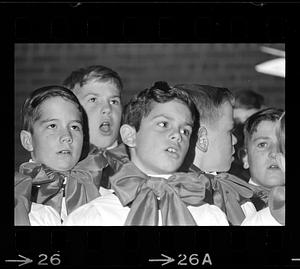 Catholic choirboys sing at City Hall Christmas service, Boston