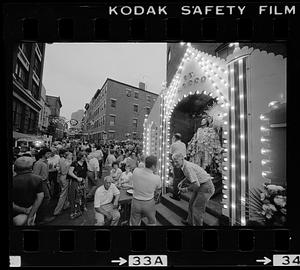 Saint festival parade on Hanover Street, North End, Boston