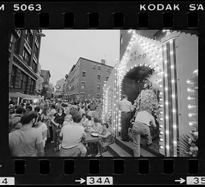 Saint festival parade on Hanover Street, North End, Boston