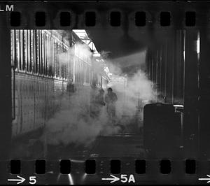 Steam on winter day at South Station, Boston
