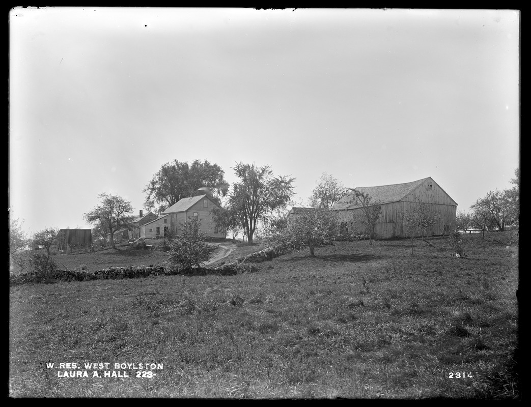 Wachusett Reservoir, Laura A. Hall's buildings, on the easterly side of Prospect Street, from the north, West Boylston, Mass., Oct. 13, 1898