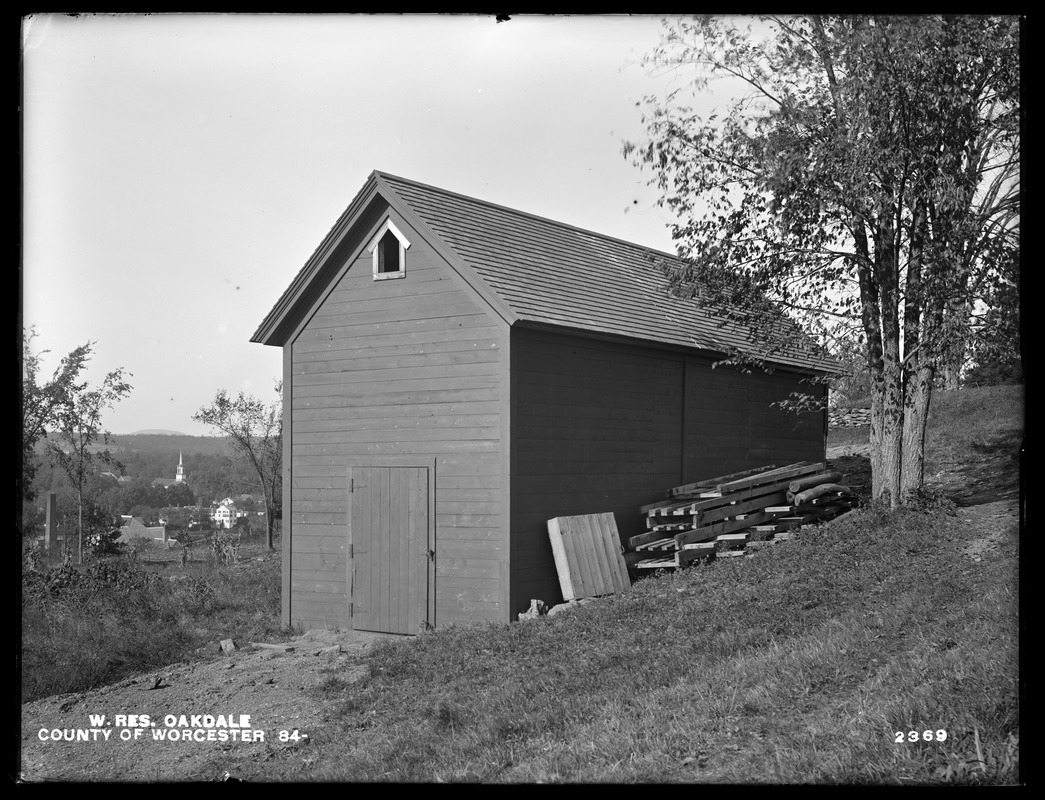 Wachusett Reservoir, County of Worcester, Truant School icehouse, from the southeast, Oakdale, West Boylston, Mass., Oct. 20, 1898