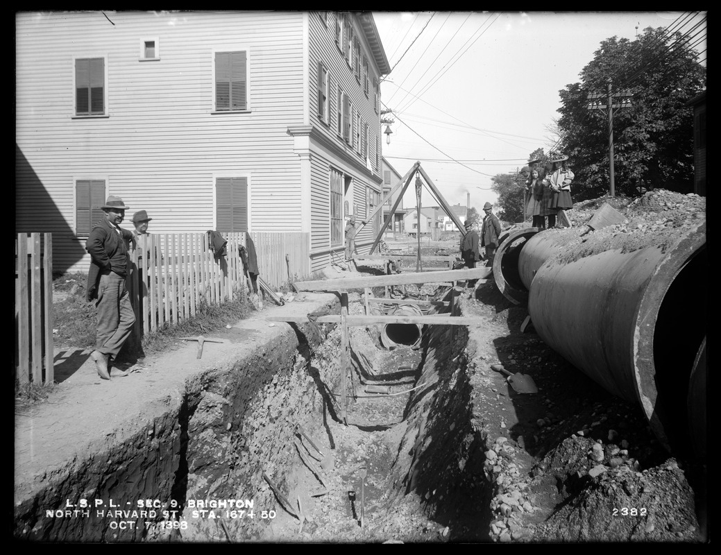 Distribution Department, Low Service Pipe Lines, Section 9, station 167+50, North Harvard Street near Western Avenue, from the south, Brighton, Mass., Oct. 7, 1898