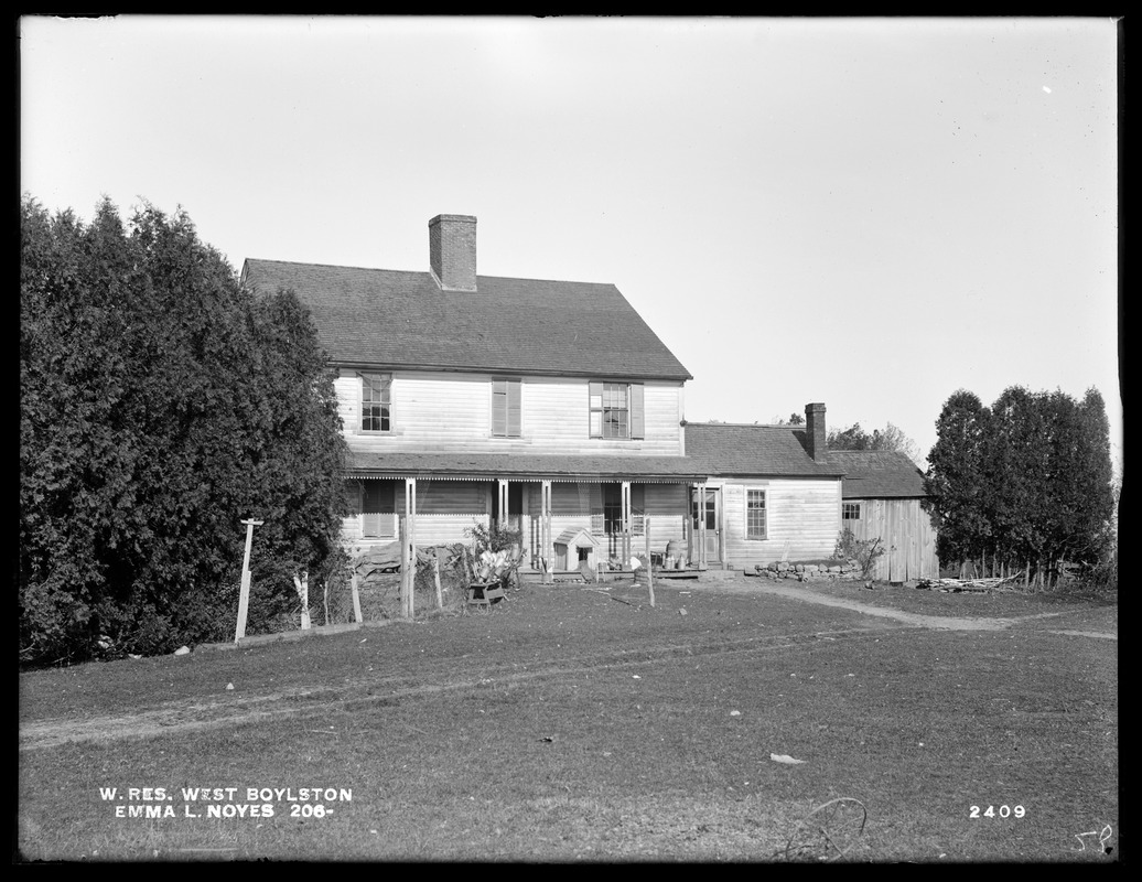 Wachusett Reservoir, Emma L. Noyes' house, on the northerly side of Hartwell Street, from the south, West Boylston, Mass., Oct. 28, 1898