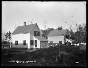 Clinton Sewerage, W. A. Fuller's houses (back), on the east side of High Street, from the south, Lancaster, Mass., Nov. 7, 1898