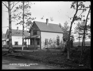 Clinton Sewerage, John Sonia's house (front), on the east side of High Street, from the west, Lancaster, Mass., Nov. 7, 1898