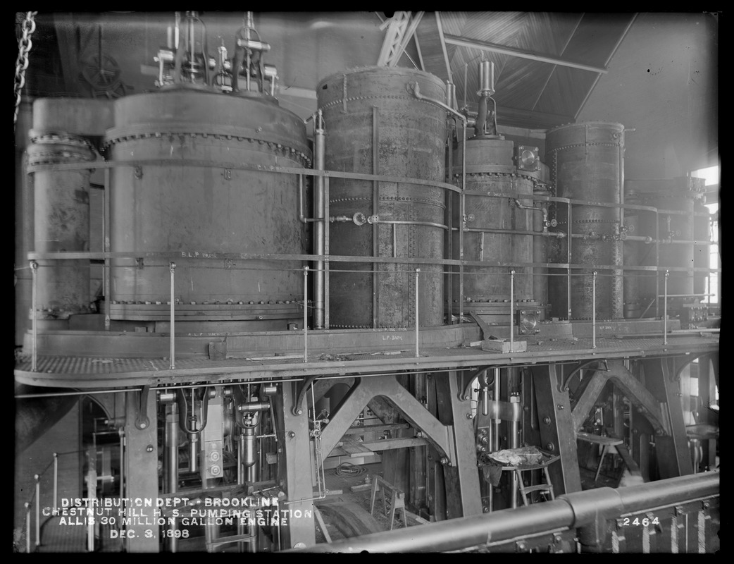 Distribution Department, Chestnut Hill High Service Pumping Station, Allis 30-million gallon engine, Brighton, Mass., Dec. 3, 1898