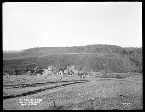 Wachusett Reservoir, main dam site, from Boylston Street, near Wilson Street, looking west showing plain and hill beyond, Clinton, Mass., Nov. 12, 1898