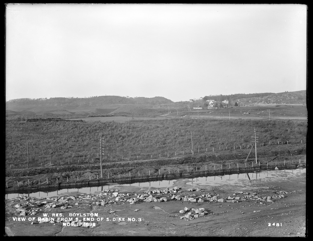 Wachusett Reservoir, view of basin from south end of South Dike, no. 3, Boylston, Mass., Nov. 12, 1898