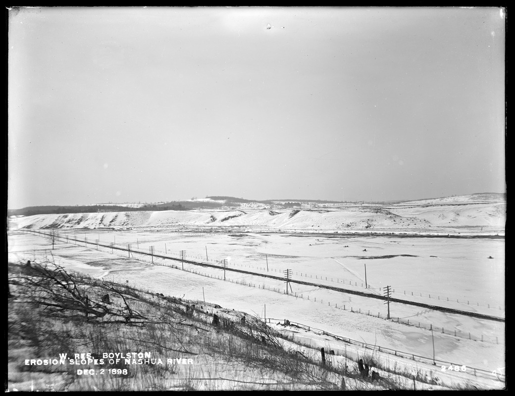Wachusett Reservoir, erosion slopes of Nashua River, Boylston, Mass., Dec. 2, 1898