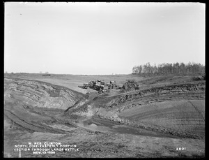 Wachusett Reservoir, North Dike, easterly portion, main cut-off trench, section through large kettle at station 19+00, looking northwest, Clinton, Mass., Nov. 13, 1898